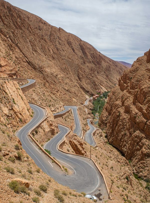 A winding road in the middle of a desert